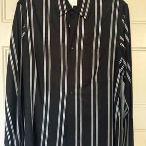 Sandro Men's Black Shirt with White Stripes
